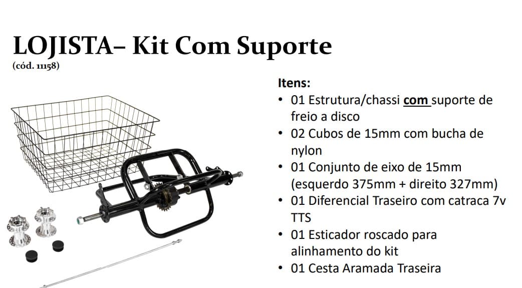 TRICICLO EIXO+ CESTA S/MARCHAS DREAM BIKE sem quadro