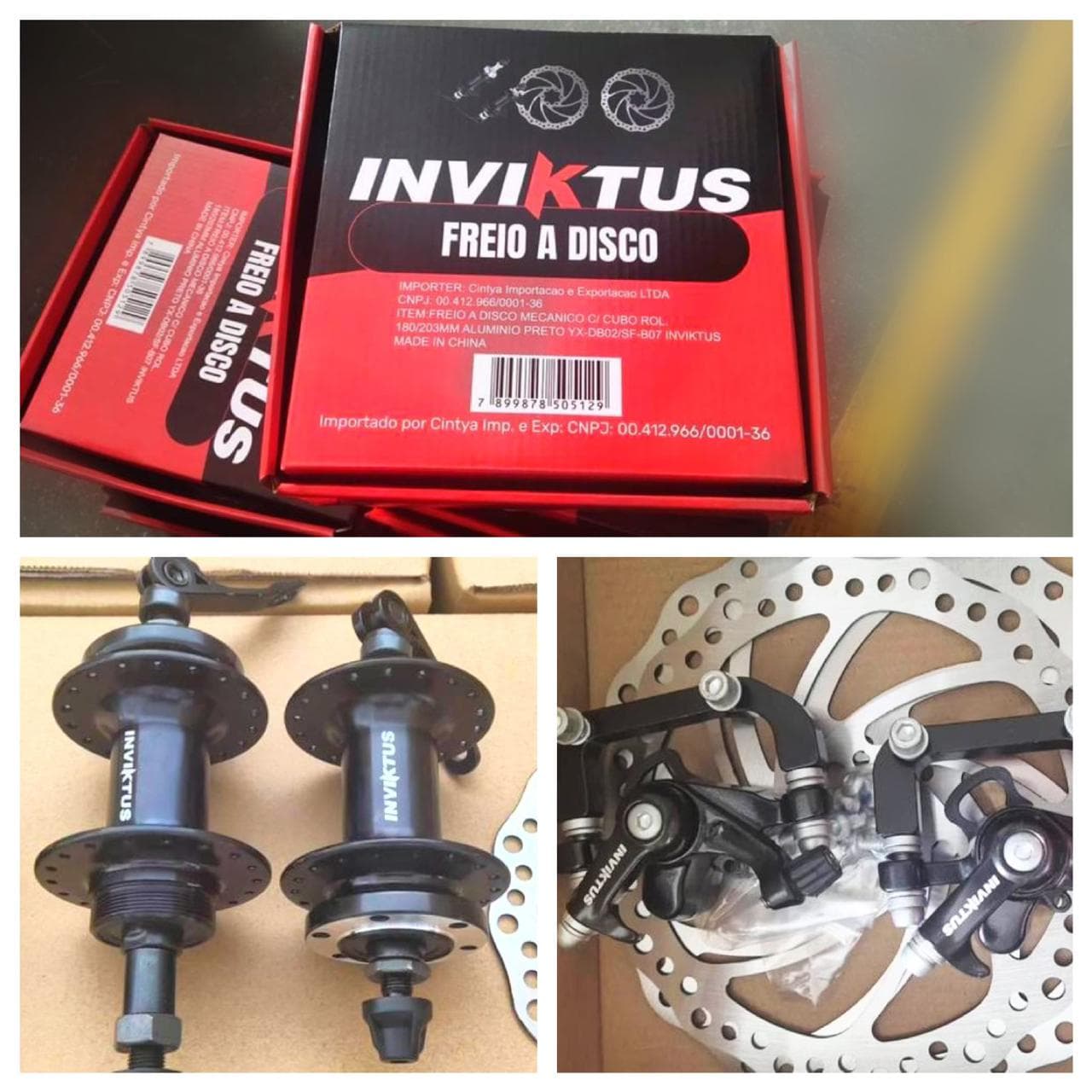 FREIO DISCO DT/TS ROLAMENTADO cubos + pinças + dis preto INVIKTUS