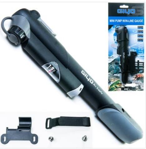 BOMBA BICICLETA mão NYLON mini GP41 C/MANOMETRO