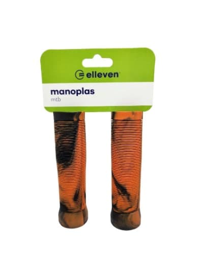PUNHO MTB BICOLOR BORRACHA SILICONADA 130MM PRETO E LARANJA - 16060