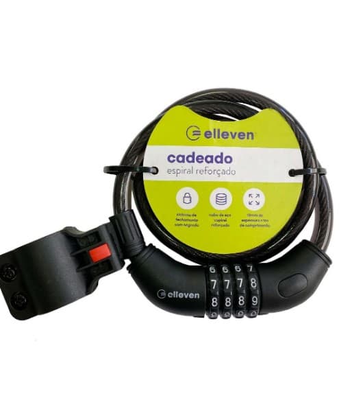 CADEADO ESPIRAL SEGREDO 12 X 1000MM AÇO PRETO ELLEVEN - 11170