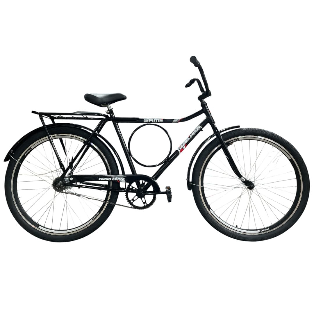 BICICLETA ARO 26 MK MASC PRETO SM ARO AERO CUBO AÇO RAIO GROSSO TORPEDO