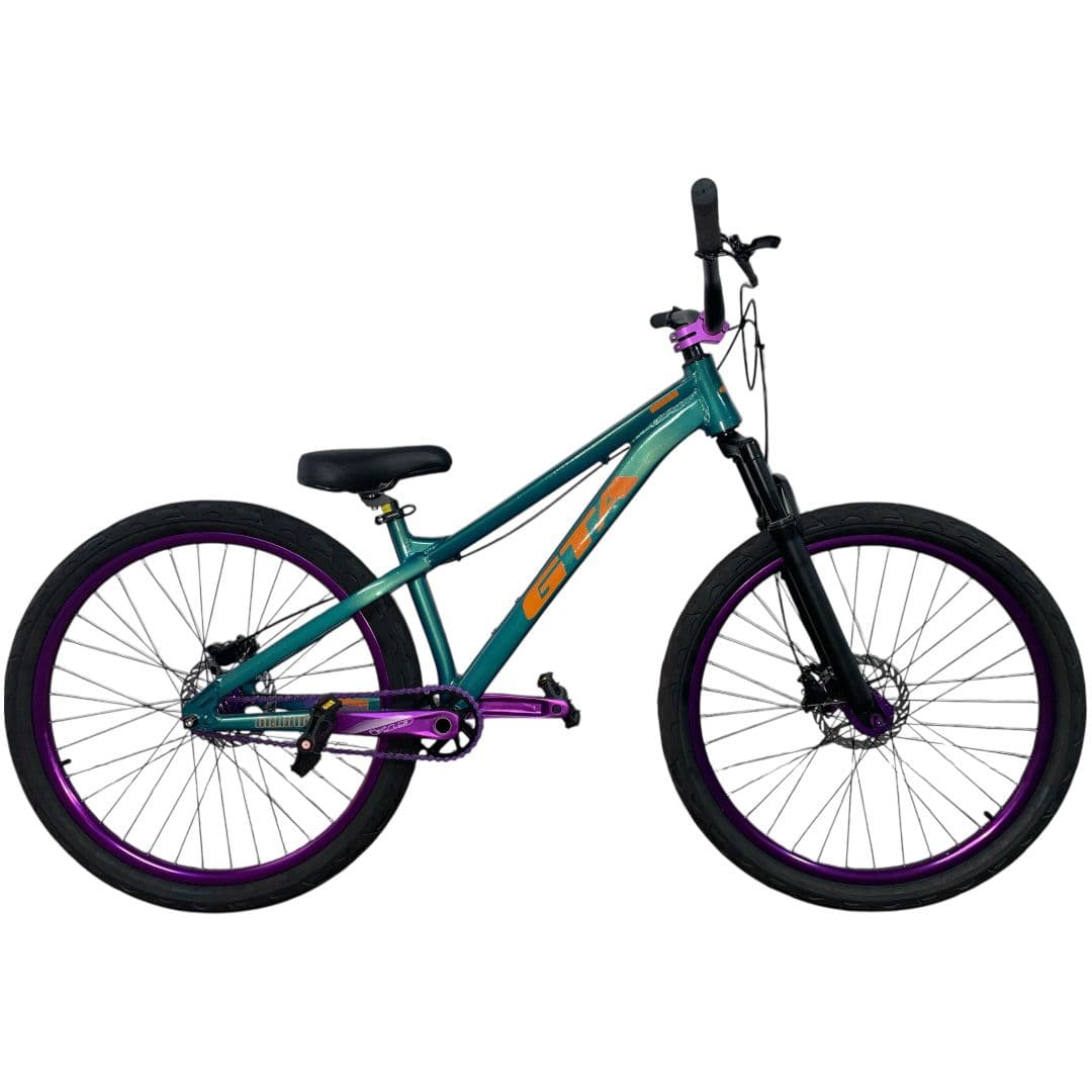 BICICLETA ARO 26 FREERIDE GRAVITY VERDE/ ROXO CUBO C/BARULHO FREIO HID
