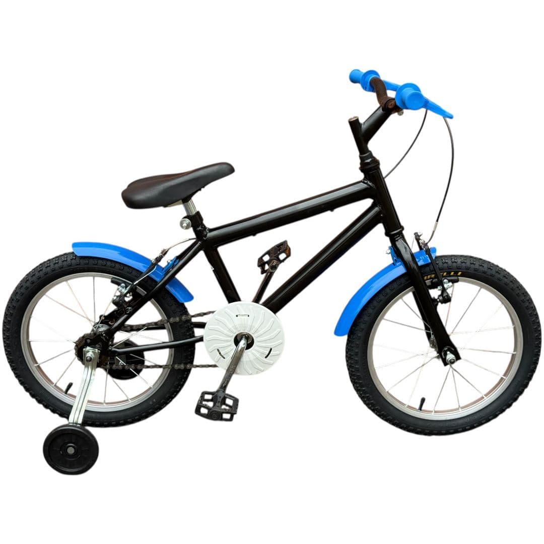 BICICLETA ARO 16 REBAIXADA PRETA ARO ALUMINIO POLIDO CUBO AÇO RAIO FINO