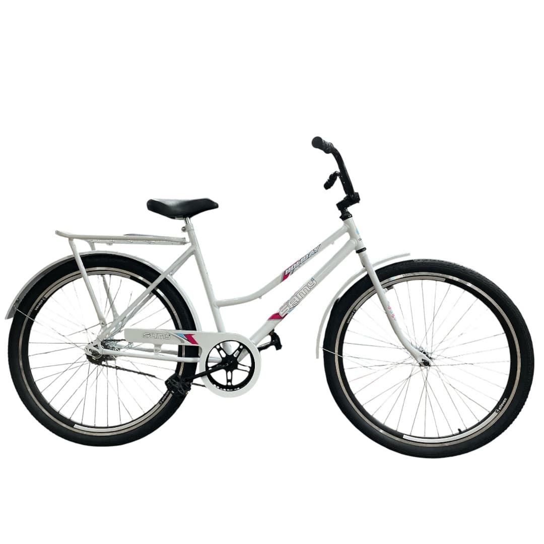 BICICLETA ARO 26 MK FEM BRANCA SM ARO AERO CUBO AÇO RAIO GROSSO TORPEDO