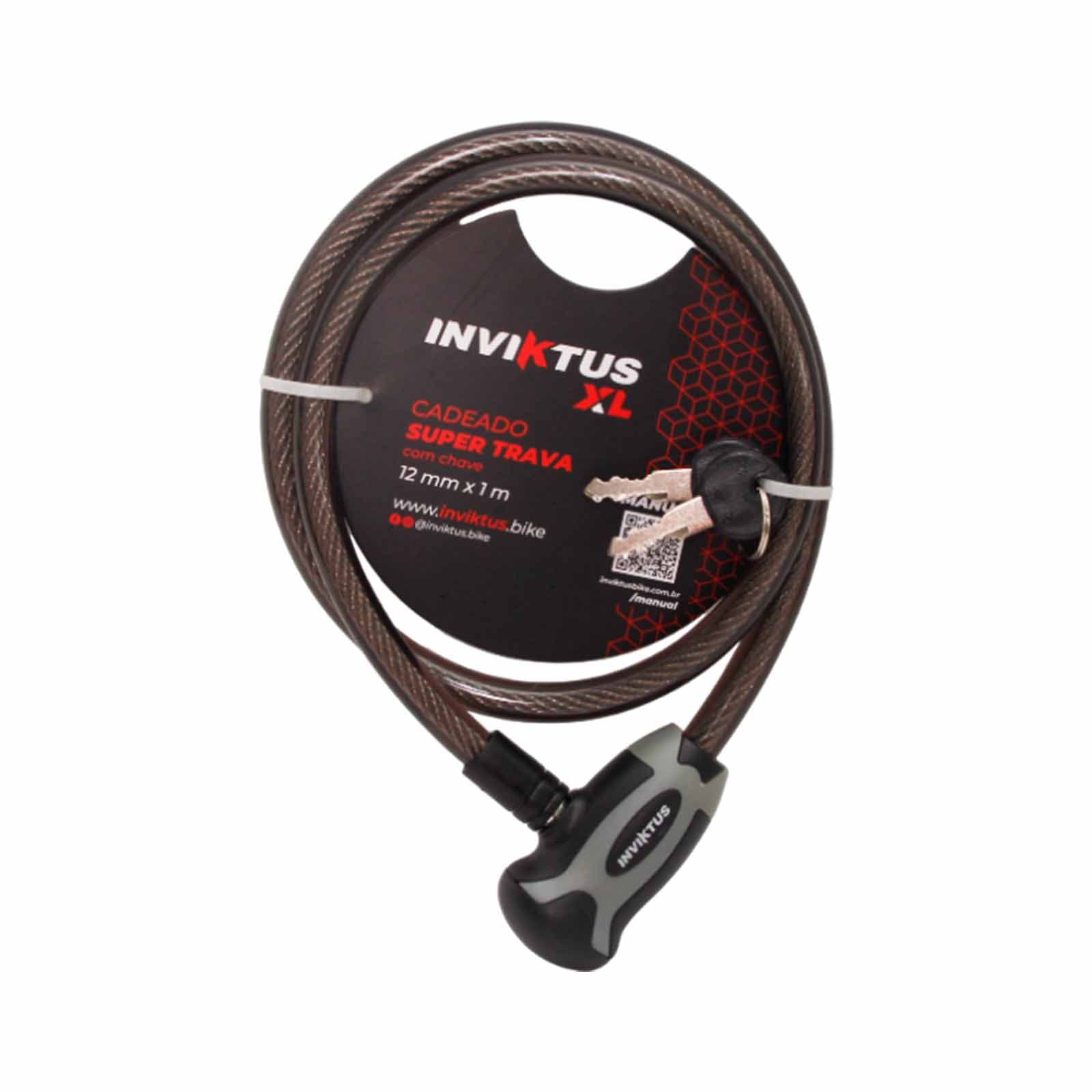 CADEADO ESPIRAL CHAVE 12 mm x 1mt AÇO INVIKTUS - 13155