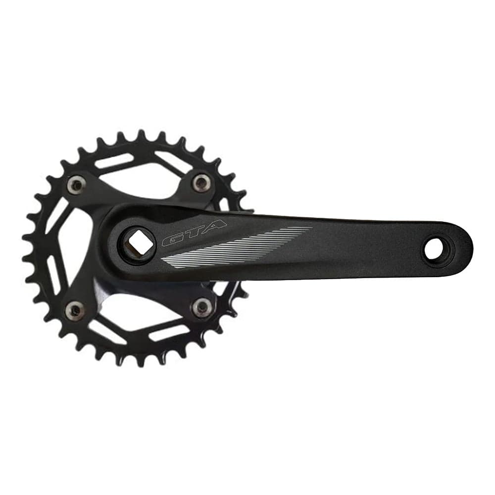 PEDIVELA  SINGLE MTB ALUM. 170mm. 34D ponta quadrada GTA PRETO coroa de aço  11409