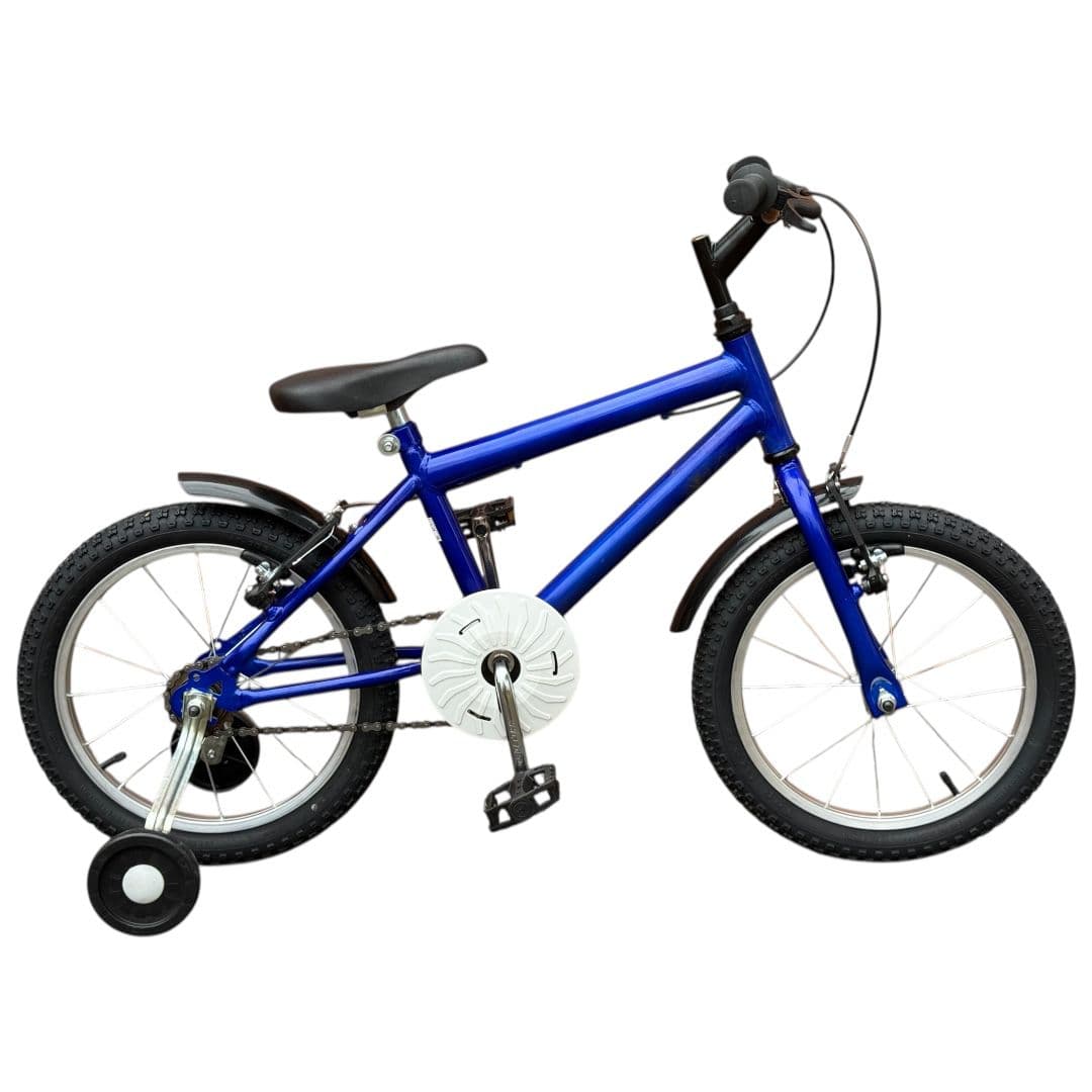 BICICLETA ARO 16 REBAIXADA AZUL ARO ALUMINIO POLIDO CUBO AÇO RAIO FINO